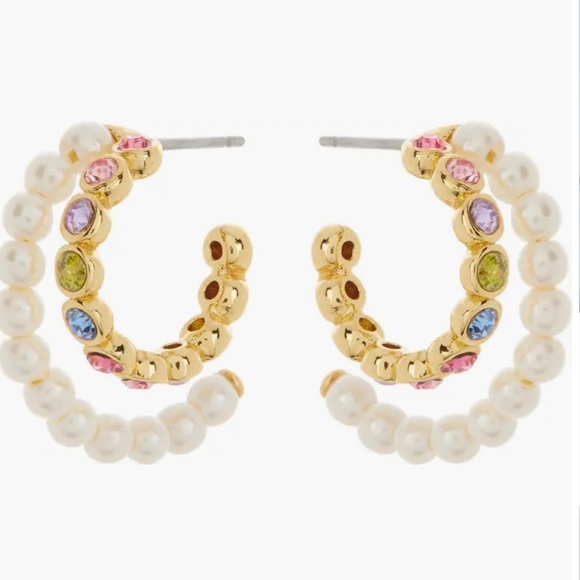 kate spade Jewelry - New Kate Spade Pearl Caviar Double Huggies